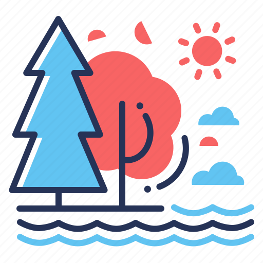 Fir tree, forest, nature, waves icon - Download on Iconfinder