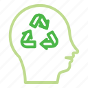 thinking, think, idea, ecology, recycle, head