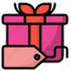 box, gift, label, present, ribbon, shopping, tag 
