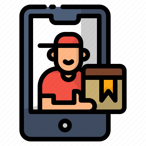 Delivery, man, package, smartphone icon - Download on Iconfinder