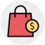 bag, dollar, dollar sign, hand bag, shopping, shopping bag 