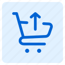 shopping, cart, remove, arrow, up, shop