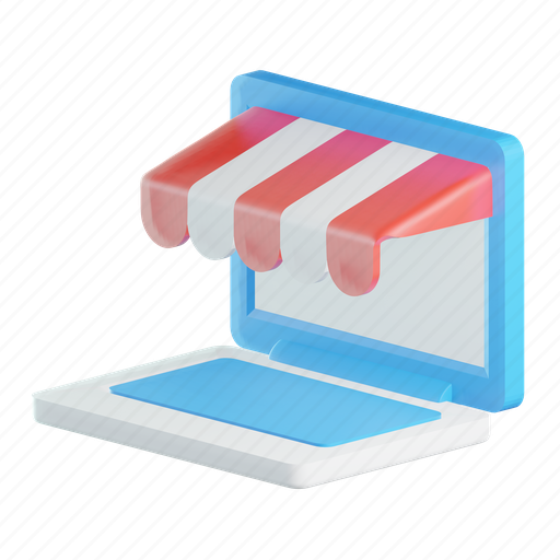 Online, store, commerce, shopping, online store, laptop 3D illustration - Download on Iconfinder