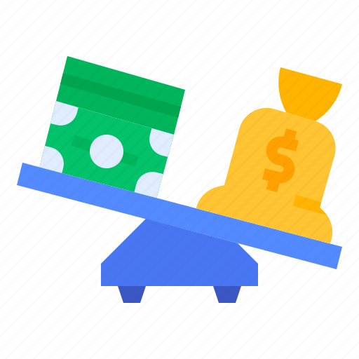 Balance, banknote, deflicit, money, scale icon - Download on Iconfinder