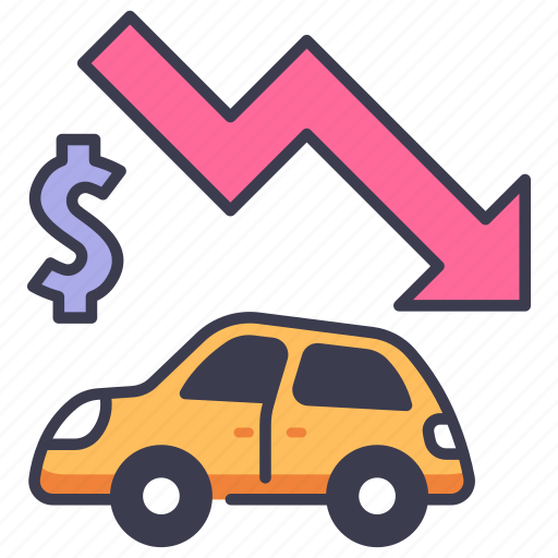 Business, car, down, economy, finance, recession, sales icon - Download on Iconfinder