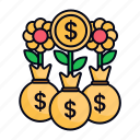 investment, money bag, invest, investor, dollar, business and finance, flower, growth, profits