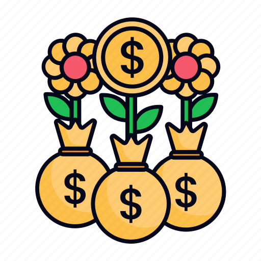 Investment, money bag, invest, investor, dollar, business and finance, flower icon - Download on Iconfinder