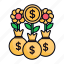 investment, money bag, invest, investor, dollar, business and finance, flower, growth, profits 