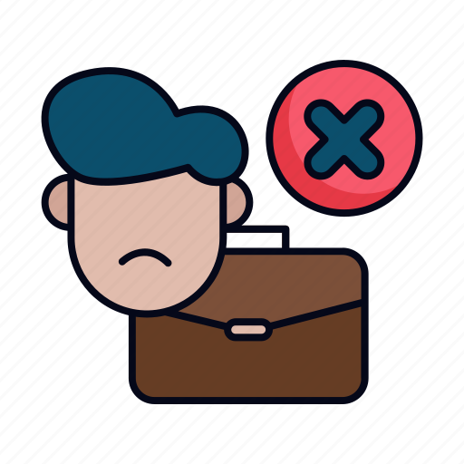 Unemployed, employee, job loss, cross, unemployment, professions and jobs, briefcase icon - Download on Iconfinder