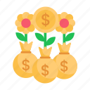 investment, money bag, invest, investor, dollar, business and finance, flower, growth, return on