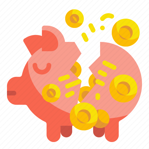 Bankruptcy, cracked, financial, insolvency, investment, money, piggy icon - Download on Iconfinder