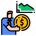 avatar, businessman, coin, deflation, statistic