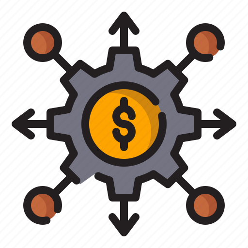 Networking, gear, setting, money, technology, dollar, connection icon - Download on Iconfinder