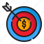 target, shooting, business, and, finance, circular, coin, money 