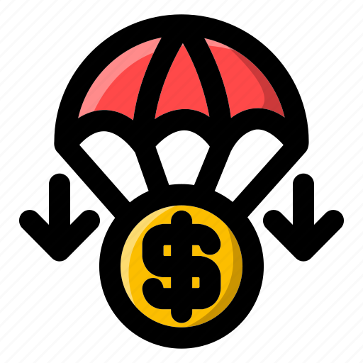 Crisis, decrease, economy, fall, loss, lower, parachute icon - Download on Iconfinder