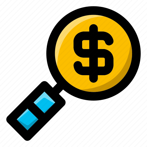 Analysis, analytics, dollar, economy, finance, magnifying glass, statistics icon - Download on Iconfinder