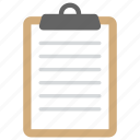 agenda, clipboard, document, list, sheet