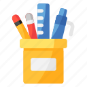 pencilcase, pencilbox, stationery, jar