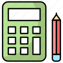calculator, pencil, math, finance, write, education, calculation