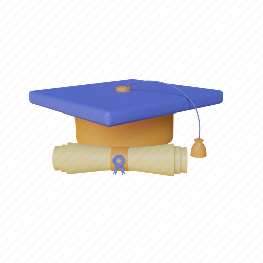 Graduation, hat, education, achievement, student, school, college 3D illustration - Download on Iconfinder