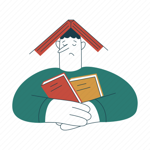 Fell, asleep, books, education, library, book, sleeping illustration - Download on Iconfinder