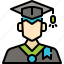 avatar, graduation, man, profile, student, user 
