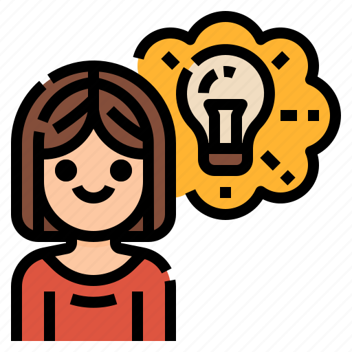 Knowledge, bulb, girl, thinking, idea icon - Download on Iconfinder