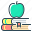 apple, book, knowledge, learn, study 