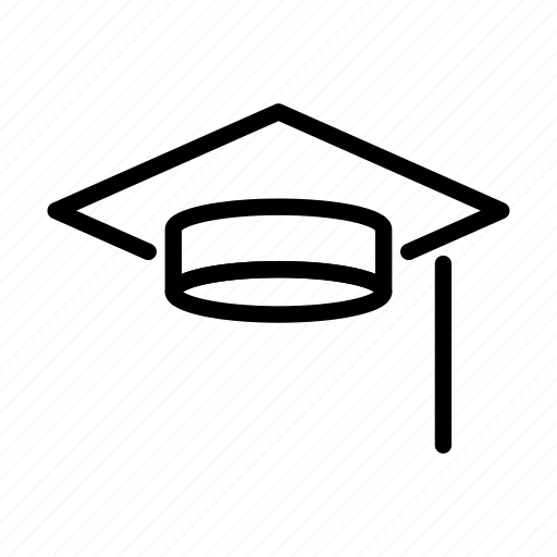 Cap, hat, school, university, student, lineart, black icon - Download on Iconfinder