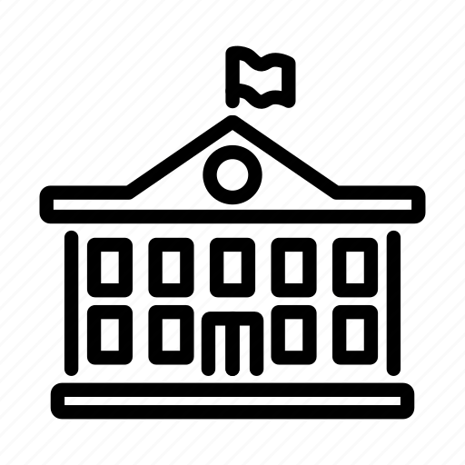 School, building, architecture, lineart, black, house, silhouette icon - Download on Iconfinder