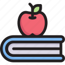 apple, book, education, knowledge, learning, school, study