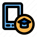 cell, education, mobile, mortarboard, phone, school, teaching