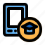 cell, education, mobile, mortarboard, phone, school, teaching 