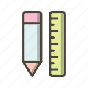 pencil, pencil and ruler, ruler