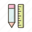 pencil, pencil and ruler, ruler 