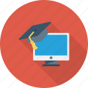 graduation, online education, online graduation, online study icon
