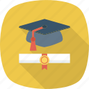 degree, graduation, graduation degree, mortarboard, scholar icon 