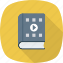 book, content, movie, play, video icon