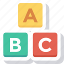 abc, abc blocks, alphabet, alphabet blocks, blocks, cubes icon