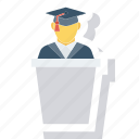 graduate, speech, student icon