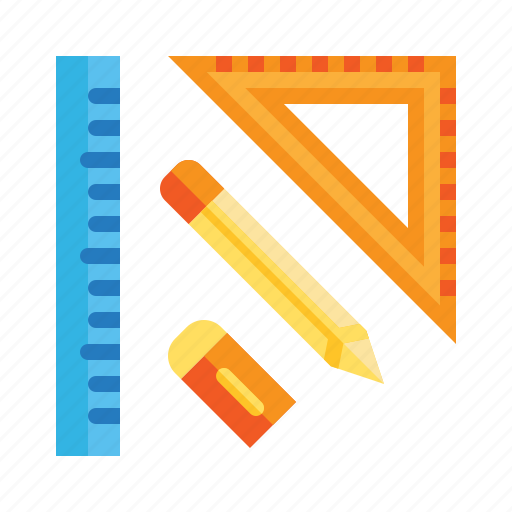 Eraser, pencil, ruler, school, stationery, triangle, writing icon - Download on Iconfinder