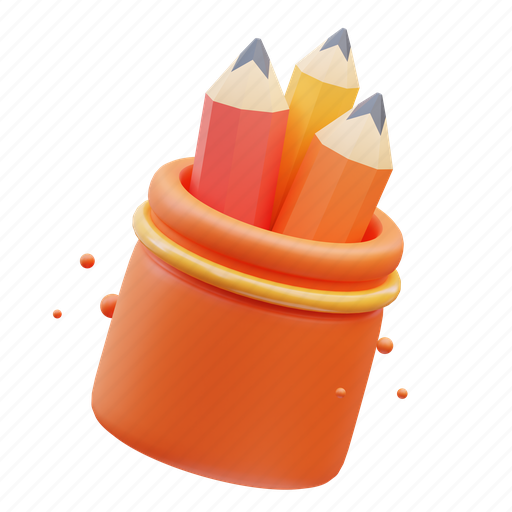 Pencil, case, education, student, knowledge, study, learn 3D illustration - Download on Iconfinder