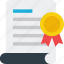achievement, addendum, badge, certificate, certification, document, letter icon 
