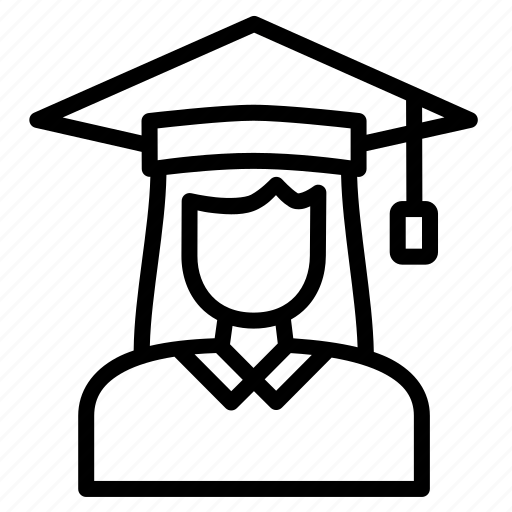 College, graduate, graduation, graduation cap, mortarboard, student, woman icon - Download on Iconfinder