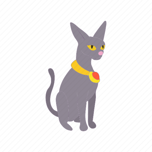 Animal, cartoon, cat, egypt, grey, necklace, statue icon - Download on Iconfinder