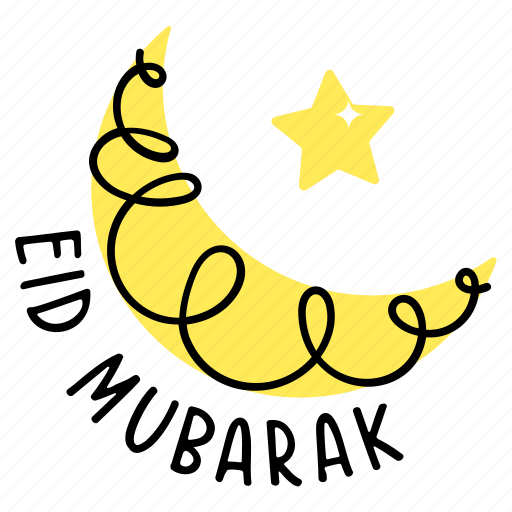 Eid greetings, eid mubarak, moon, religious festival, event sticker - Download on Iconfinder