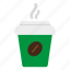 coffee, cup, green, paper, steam 