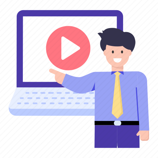 Video tutorial, video lecture, video learning, online education, online video illustration - Download on Iconfinder