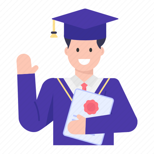 Pupil, degree holder, scholar, diploma, convocation illustration - Download on Iconfinder