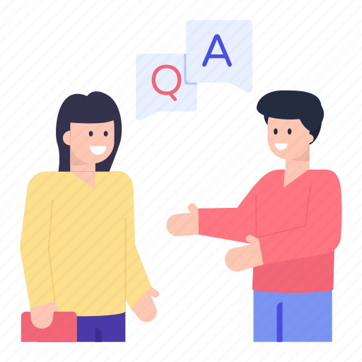 Q/a, questions and answers, students chat, answers chat, chat question illustration - Download on Iconfinder